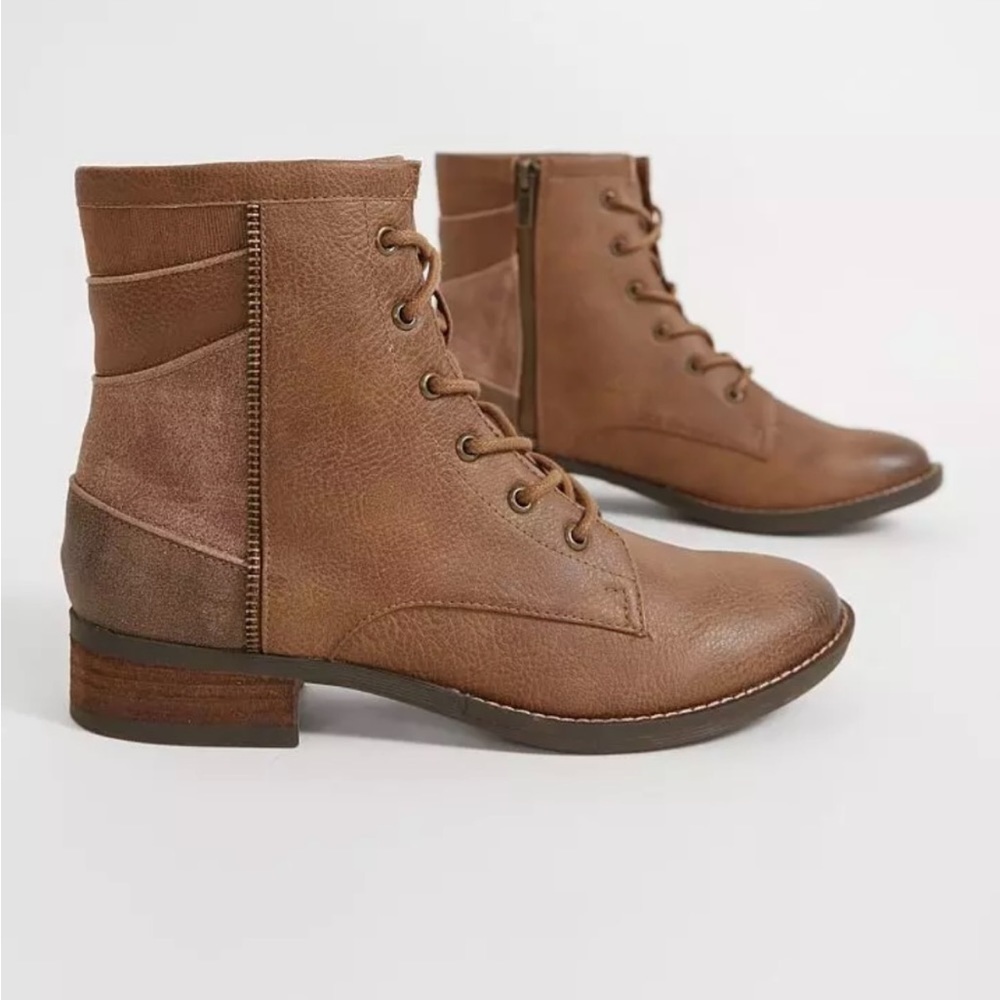 Not Rated Shoes Lace up combat boots - New! Never worn Tan/Brown sized zipper - Picture 6 of 6